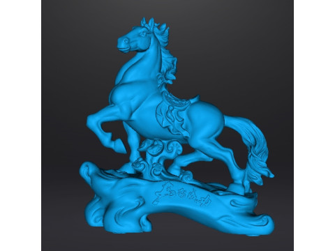 马风水青铜雕像财富艺术雕塑人物模型 3D 打印模型