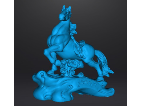 马风水青铜雕像财富艺术雕塑人物模型 3D 打印模型