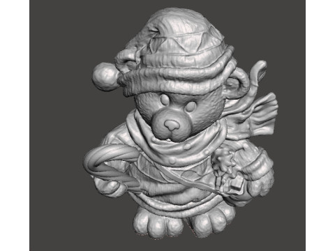 クリスマスベア彫刻像オーナメントフィギュアモデル 3Dプリントモデル