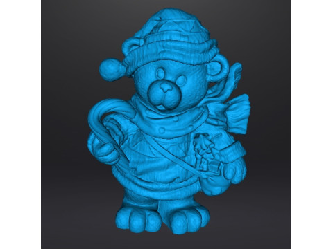 クリスマスベア彫刻像オーナメントフィギュアモデル 3Dプリントモデル