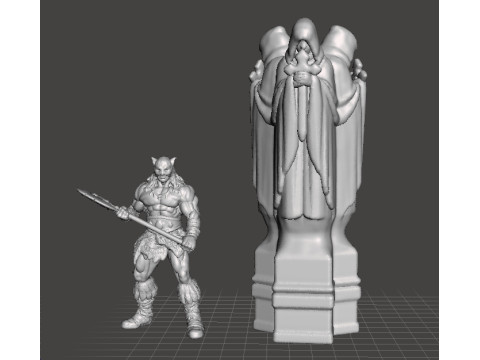 三重邪教徒雕像微型模型地形适用于奇幻游戏角色扮演游戏 DND 3D 打印模型