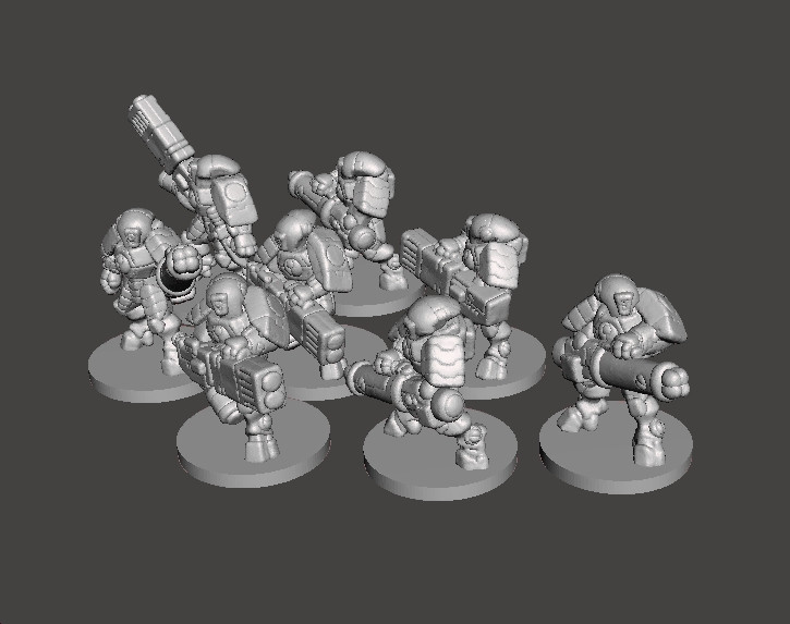 6MM スケールのスペースコミーズ インビジブル スーツ セット SF ゲーム用ミニチュア モデル 3Dプリントモデル .c4d .max .obj .3ds .fbx .stl .blend 