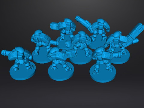 6MM スケールのスペースコミーズ インビジブル スーツ セット SF ゲーム用ミニチュア モデル 3Dプリントモデル