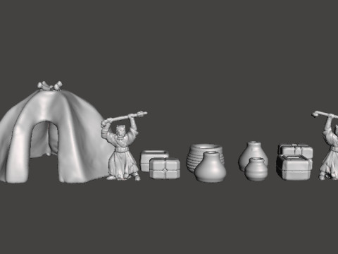 स्किफ़ी गेम्स के लिए 6एमएम स्केल टस्कन हट सेट लघु मॉडल 3D प्रिंट मॉडल