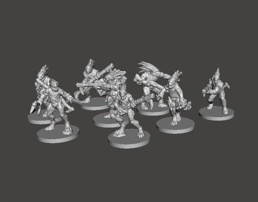 6MM SCALE AVIAN HUNTER WARRIORS SET MINIATURE MODELS FOR SCIFI GAMES 3D Print Model .c4d .max .obj .3ds .fbx .stl .blend 
