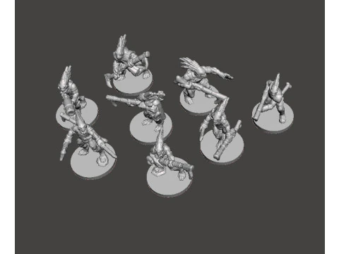6MM SCALE AVIAN HUNTER WARRIORS SET MINIATURE MODELS FOR SCIFI GAMES 3D Print Model