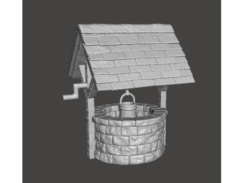 VIEJO PUEBLO POZO MINIATURA MODELO FANTAS&iacute;A TERRENO DND Modelo de impresión 3D