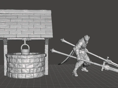 OLD VILLAGE WELL MINIATURE MODEL FANTASY TERRAIN DND RPG 3D Print Model