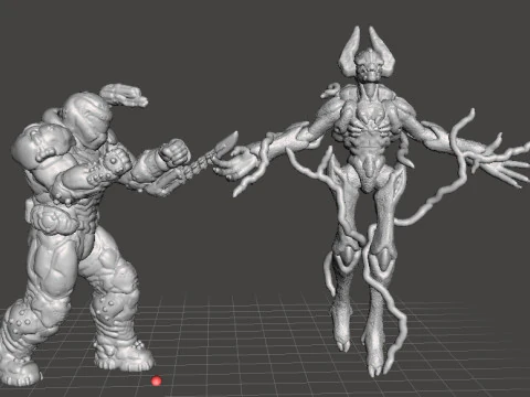 SLAYER HAND TO HAND MINIATURE MODEL FIGURE FOR SCIFI GAMES RPG DND 3D Print Model