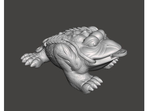 THREE LEGGED TOAD FENG SHUI BRONZE STATUE WEALTH ART JIN CHAN FIGURE MODEL 3D Print Model