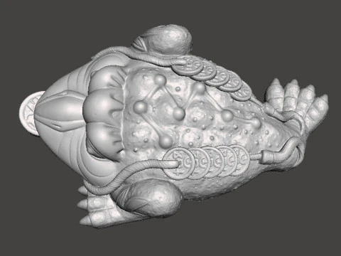 THREE LEGGED TOAD FENG SHUI BRONZE STATUE WEALTH ART JIN CHAN FIGURE MODEL 3D Print Model