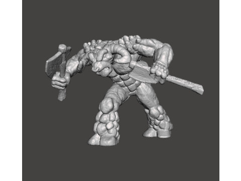 STONE MINOTAUR GUARDIAN MINIATURE MODEL FIGURE FOR FANTASY GAMES RPG DND 3D Print Model