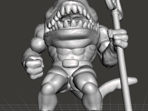 WERESHARK GUARDIAN MINIATURE MODEL FOR FANTASY GAMES RPG DND 3D Print Model