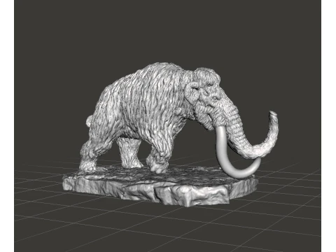 MAMMOTH WITH SCENIC BASE REALISTIC FIGURE MINIATURE MODEL PREHISTORIC 3D Print Model