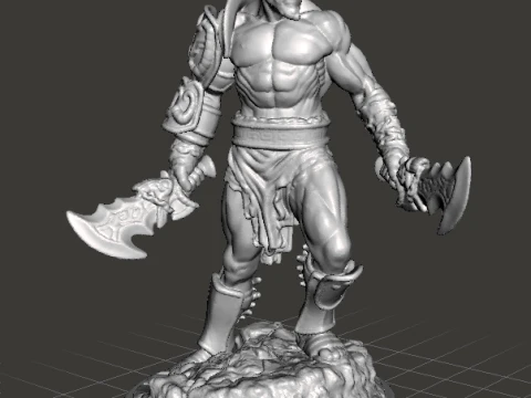 CLASSIC KRATOS W CHAOS BLADES MINIATURE MODEL FOR FANTASY GAMES RPG DND 3D Print Model