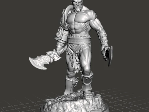CLASSIC KRATOS W CHAOS BLADES MINIATURE MODEL FOR FANTASY GAMES RPG DND 3D Print Model