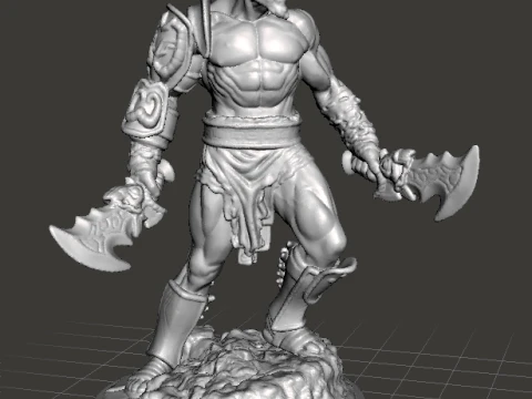 CLASSIC KRATOS W CHAOS BLADES MINIATURE MODEL FOR FANTASY GAMES RPG DND 3D Print Model
