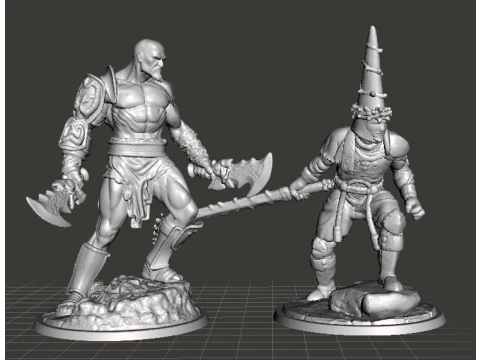CLASSIC KRATOS W CHAOS BLADES MINIATURE MODEL FOR FANTASY GAMES RPG DND 3D Print Model