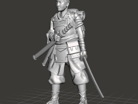WANDERING SAMURAI MINIATURE MODEL FIGURE FOR FANTASY GAMES RPG DND Modelo de impresión 3D