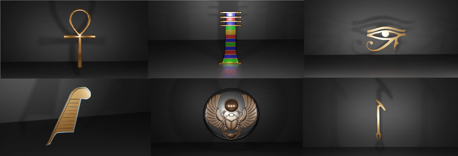Symbols of ancient Egypt pack 3D Model .c4d .max .obj .3ds .fbx .stl .blend 