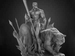 Black panther statue 3d print model Modelo de Impressão 3D