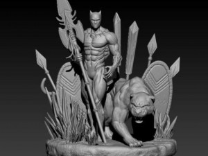 Black panther statue 3d print model Modelo de Impressão 3D