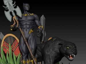 Black panther statue 3d print model Modelo de Impressão 3D