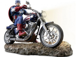 captain america on motorcycle ready to print Model Cetak 3D