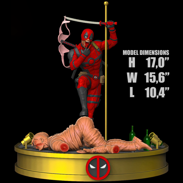 Deadpool Statues Ready to Print 3D 프린트 모델 .c4d .max .obj .3ds .fbx .stl .blend