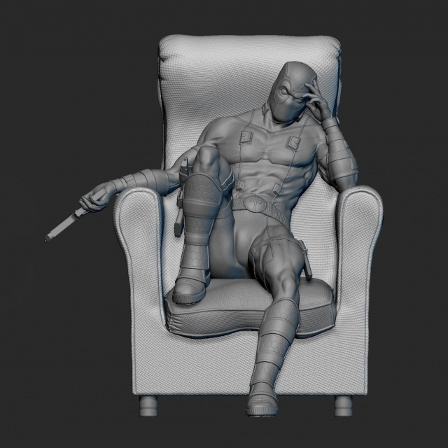 Deadpool Statue Ready to Print STL Format 3D 打印模型 .c4d .max .obj .3ds .fbx .stl .blend 