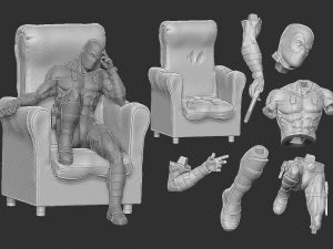 Deadpool Statue Ready to Print STL Format 3D 打印模型