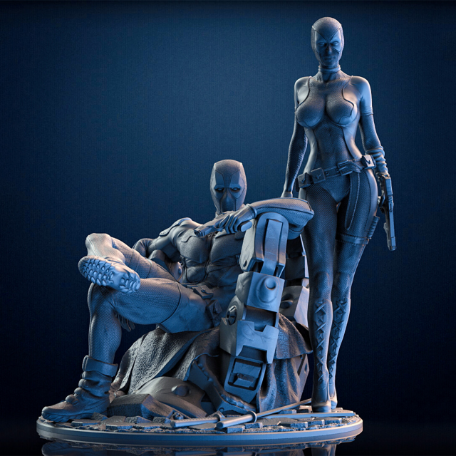 Deadpool Lady Deadpool Ready to Print 3D 프린트 모델 .c4d .max .obj .3ds .fbx .stl .blend 