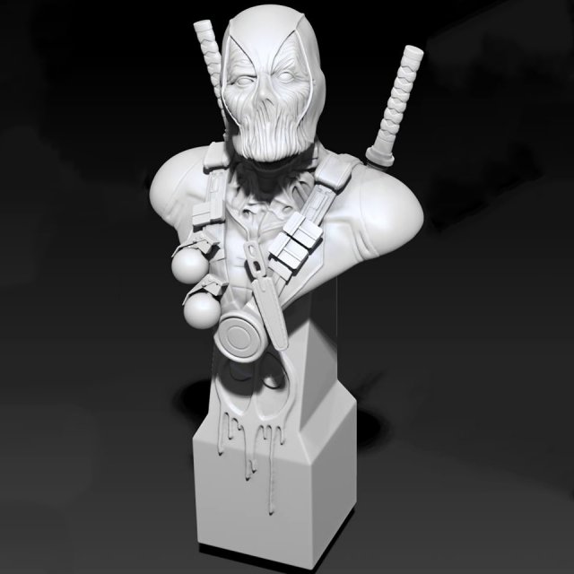 Deadpool Bust Ready to Print 3Dプリントモデル .c4d .max .obj .3ds .fbx .stl .blend 