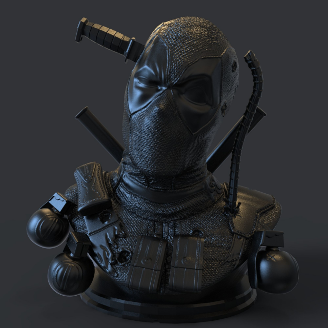 Deadpool Bust 3D Print Model 3D Принт Модель .c4d .max .obj .3ds .fbx .stl .blend 