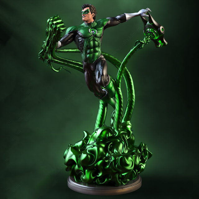 Green Lantern Sculpture Ready to Print STL Modèles 3D en vedette .c4d .max .obj .3ds .fbx .stl .blend 