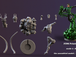 Green Lantern Sculpture Ready to Print STL Modèles 3D en vedette