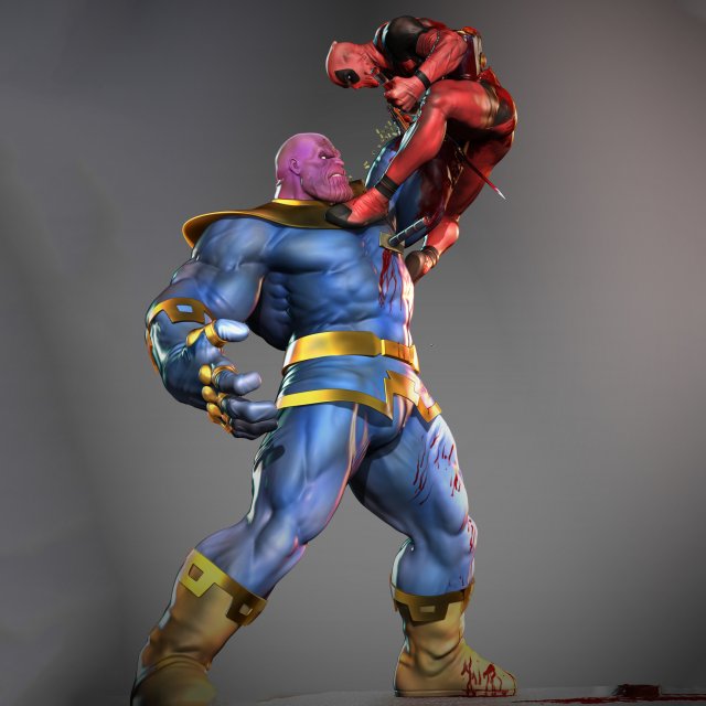 Deadpool vs Thanos Miniatures Ready to Print Modelo de Impressão 3D .c4d .max .obj .3ds .fbx .stl .blend 
