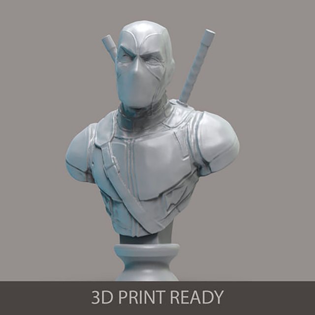 Deadpool Bust Ready to Print STL Model Cetak 3D .c4d .max .obj .3ds .fbx .stl .blend 