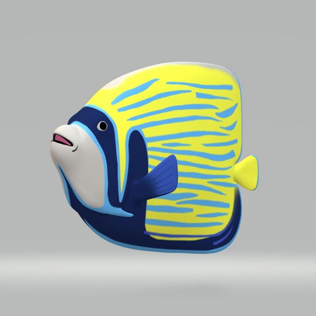 Emperor Anglefish Ready to Print STL FBX OBJ Modello di stampa 3D .c4d .max .obj .3ds .fbx .stl .blend 