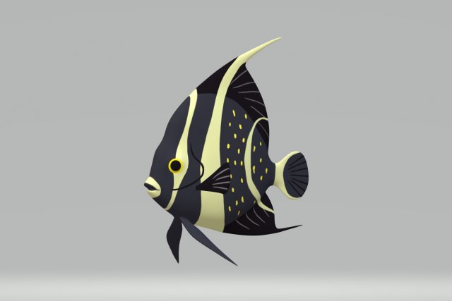 Black Angelfish Ready to Print STL FBX OBJ 3Dプリントモデル .c4d .max .obj .3ds .fbx .stl .blend 