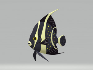 Black Angelfish Ready to Print STL FBX OBJ Model Cetak 3D