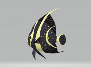 Black Angelfish Ready to Print STL FBX OBJ 3Dプリントモデル