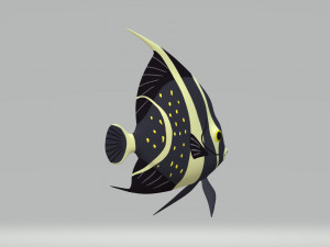 Black Angelfish Ready to Print STL FBX OBJ 3Dプリントモデル