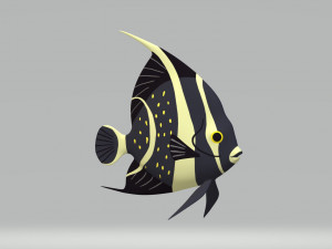 Black Angelfish Ready to Print STL FBX OBJ 3Dプリントモデル