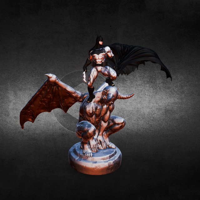 Batman on Devil Ready to Print 3D Print Model .c4d .max .obj .3ds .fbx .stl .blend 