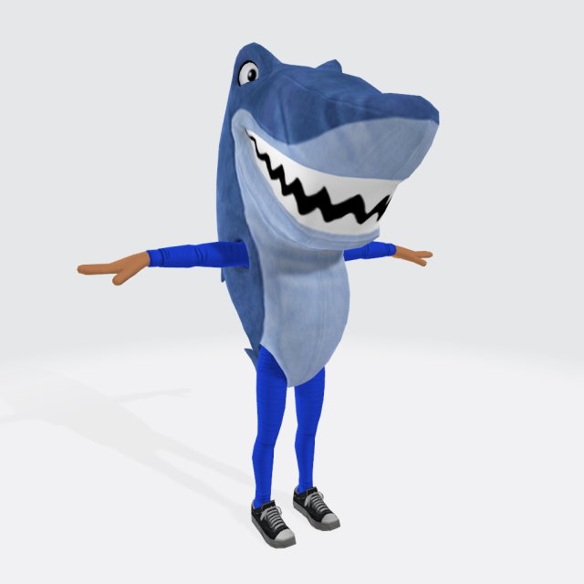 Male Shark Costume Blue Ready to Print 3D 프린트 모델 .c4d .max .obj .3ds .fbx .stl .blend 