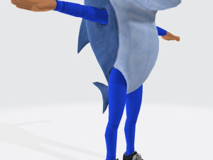 Male Shark Costume Blue Ready to Print 3D 프린트 모델