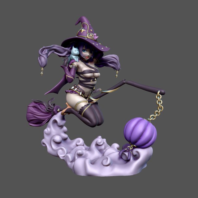 Mona Genshin Impact Sexy Figure STL Ready to Print 3D Print Model .c4d .max .obj .3ds .fbx .stl .blend 