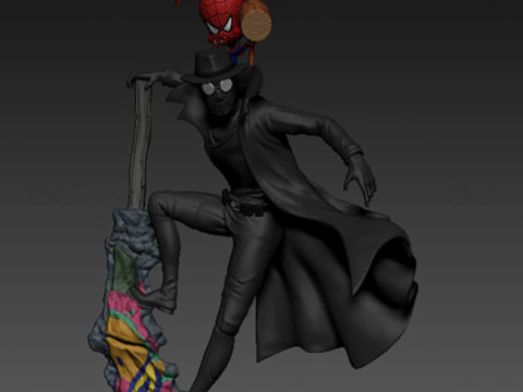 Spiderman Noir Washed Sculpture Ready to Print 3D-Druckmodell