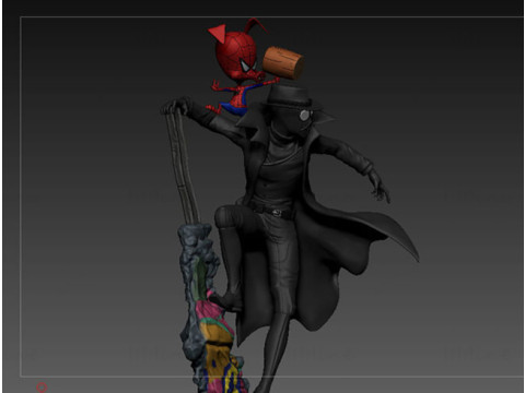 Spiderman Noir Washed Sculpture Ready to Print 3D-Druckmodell